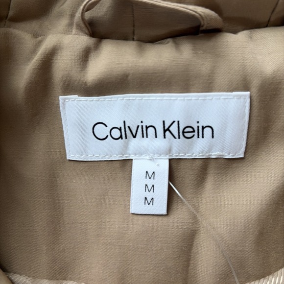Calvin Klein Womens Khaki Trench Coat w Hood Tan Size Medium NWT classic jacket - Picture 4 of 9